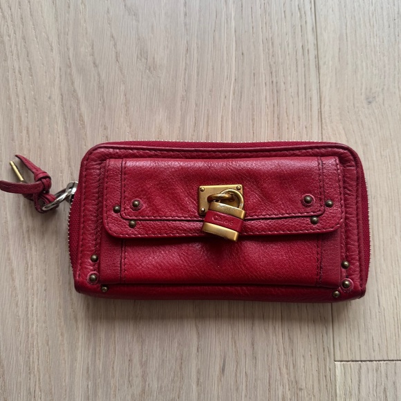 Chloe Rouge Calf Leather Paddington Long Zippy Wallet - Picture 1 of 5
